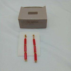 Vintage Avon Color Play Earrings Dangle Color Red